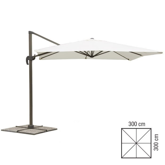 VERDELOOK Deluxe, Ombrellone reclinabile a Braccio 3x3 m, ?cru, Struttura in Alluminio e Copertura in Poliestere