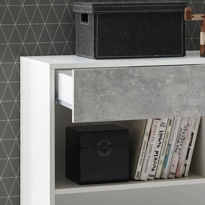 Madia Bianca Moderna Sorano - Credenza Con Cassetto E Anta Ribaltabile, Made In Italy