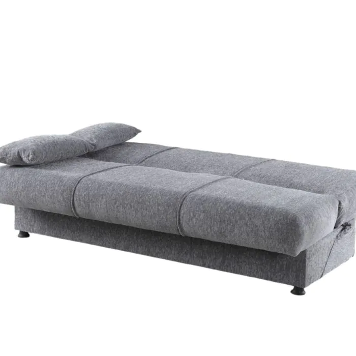 Divano Letto Kirby 3 Posti - Clik Clak In Tessuto Grigio Con Schienale Regolabile - Foto 2