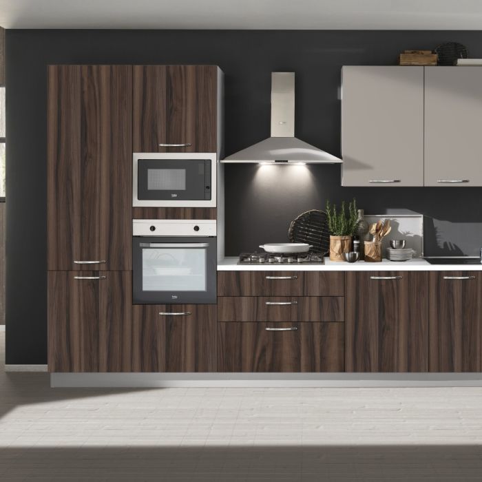CUCINA MODERNA SMART NOCE SCURO MANIGLIA CROMO main product photo