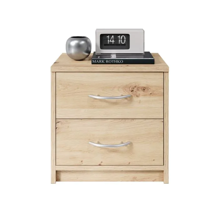 Comodino Notte Con 2 Cassetti Effetto Rovere Sonoma | Design Essenziale Per Camera Da Letto