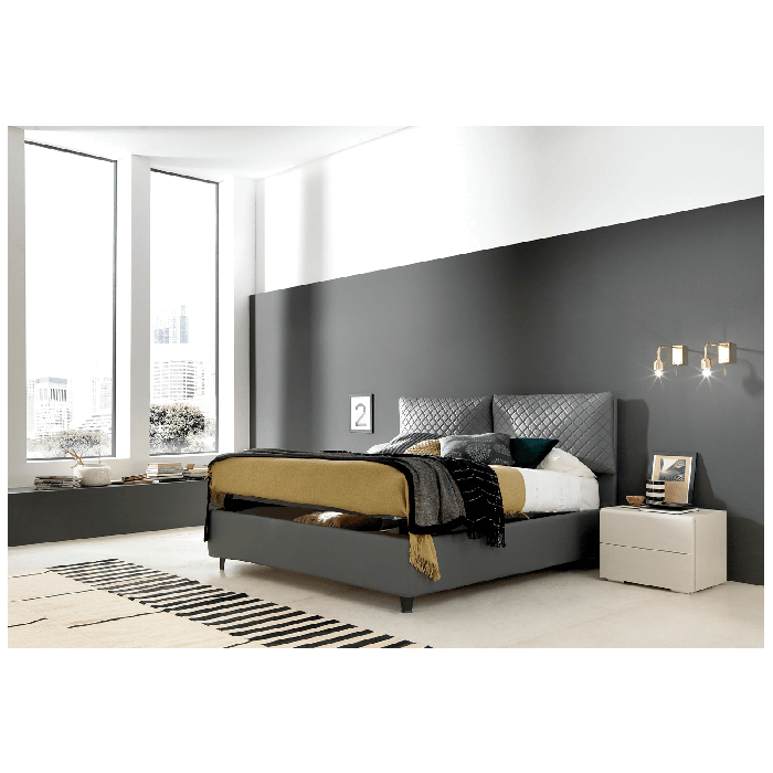 LETTO KATO MATRIMONIALE ECOPELLE GRIGIO CON CONTENITORE main product photo