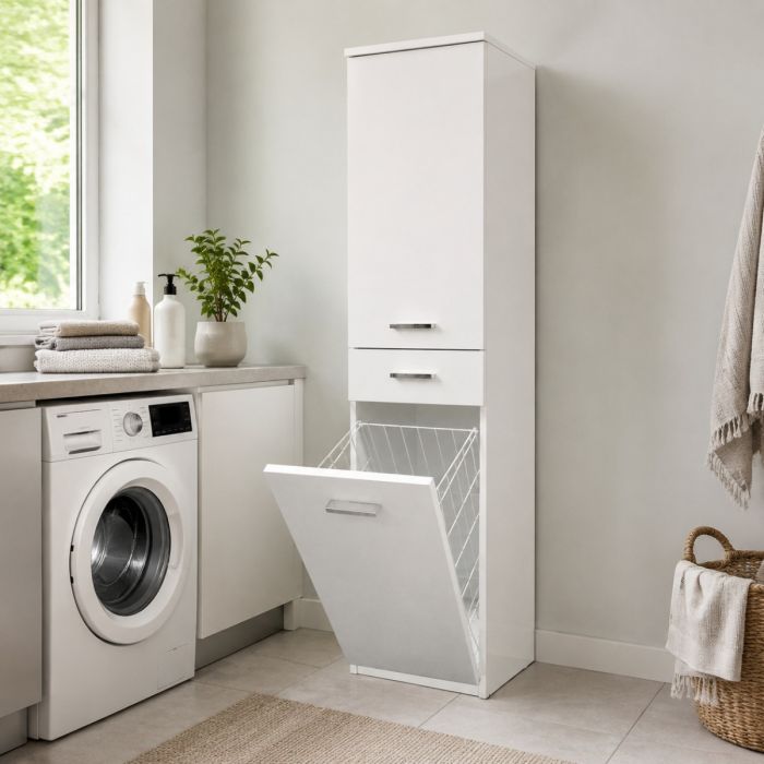 COLONNA BAGNO BIANCO LUCIDO CON P.TA BIANCHERIA 35X34X150 DX CL106MDC main product photo