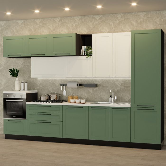CUCINA DORA PROMO 360 CM VERDE E BIANCO main product photo