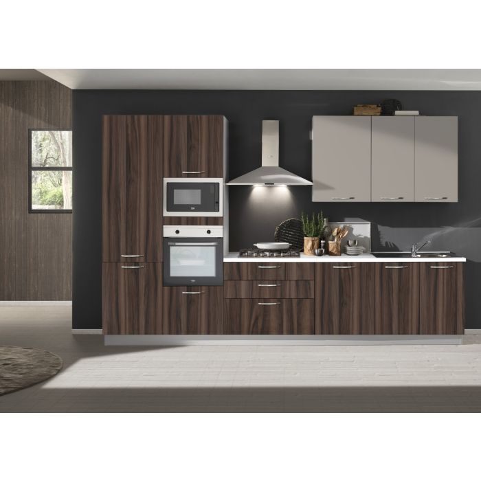 CUCINA MODERNA SMART NOCE SCURO MANIGLIA CROMO main product photo