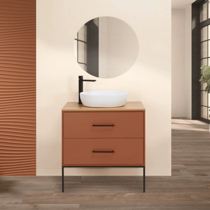 MOBILE BAGNO SOSPESO VENUS 2 CASSETTI CM 80 TERRACOTTA main product photo