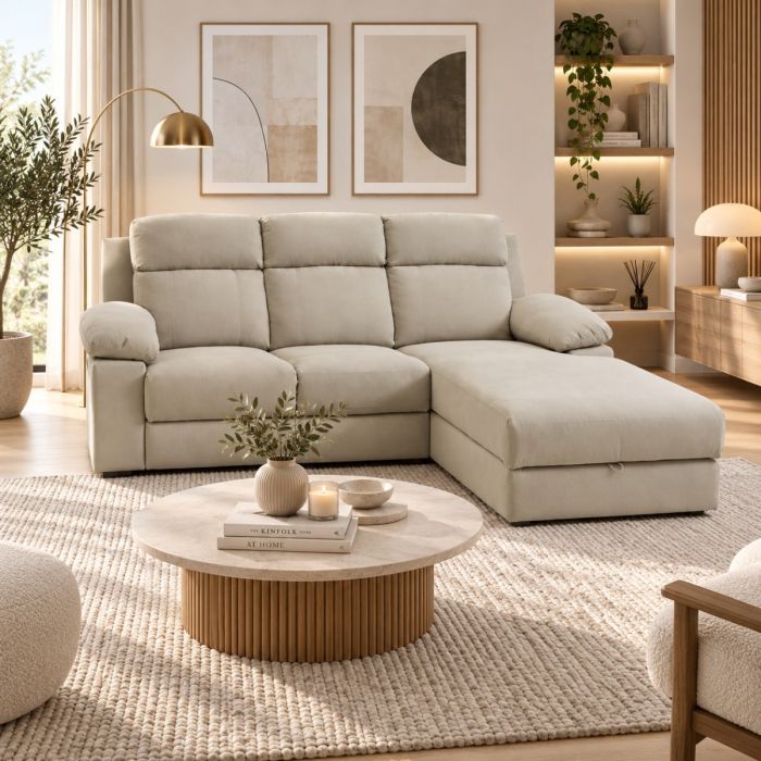 SALOTTO ULISSE DX CON CHAISE LONGUE CONTENITORE RECLINER MANUALE SAL63 main product photo