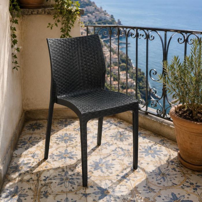SEDIA MADAME POLIPROPILENE EFFETTO RATTAN ANTRACITE main product photo