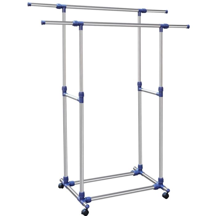 STAND APPENDIABITI DOPPIO CON RUOTE E ASTE TELESCOPICHE main product photo