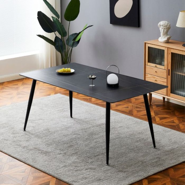 TAVOLO FISSO MILA TOP MARMO NERO OPACO CM 140X80 main product photo