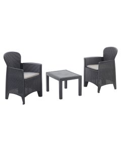 SET AKITA RATTAN ANTRACITE CON CUSCINO GRIGIO
