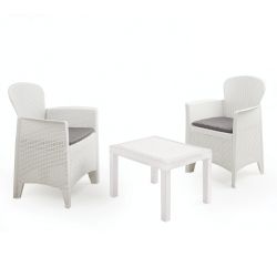 Set Akita rattan bianco c/cuscino