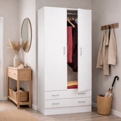 Armadio bianco 2 ante e 2 cassetti AR1026