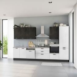 Cucina componibile moderna Lola cemento bianco ardesia Dx