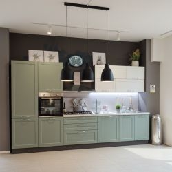 cucina moderna dora verde e bianco opaco