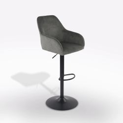 Sgabello struttura nera rivestito in tessuto grigio d6184
