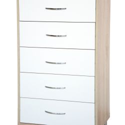 CASSETTIERA 5 CASSETTI LUXOR ROVERE E BIANCO