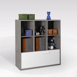 LIBRERIA 1 CASSETTO + 6 VG CEMENTO BIANCO LIB65