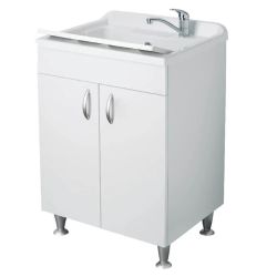 LAVATOIO IN LEGNO SERIE ECO 6003 BIANCO   50X50X85 CM