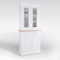CRISTALLIERA 2 ANTE BIANCO/NOCE SHABBY DE712
