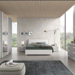 CAMERA MATRIMONIALE PRIME BIANCO CEMENTO LED