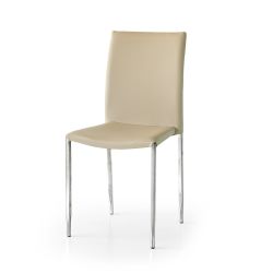 SEDIA ECOPELLE BEIGE GAMBE CROMATE ART. 665