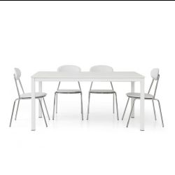 TAVOLO BIANCO FRASSINATO 160x90 + 2 ALL.50 - ART.605