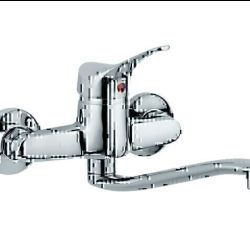 Miscelatore lavello a parete canna ondulata bassa