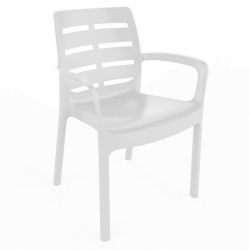 POLTRONA IN RESINA BORNEO CON BRACCIOLI BIANCA