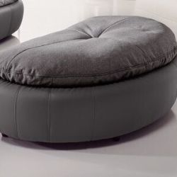 POUF ARUBA ECOPELLE E TESSUTO GRIGIO