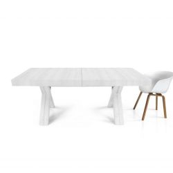 Tavolo nobilitato finitura bianco consumato - 180x100 6 all. cm.50