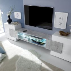 INCASTRO PORTA TV BIANCO LUCIDO LAC/CEMENTO