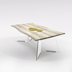 TAVOLO  GAMBE VETRO PIANO LAMINATO TAV 929