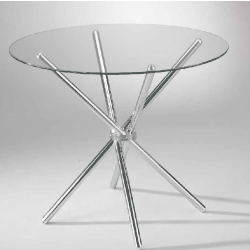 TAVOLO TONDO DM90 P/VETRO GAMBE CROMO TAV705