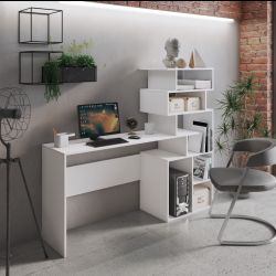 SCRIVANIA GHEA  BIANCO C/LIBRERIA BIANCO SCR124 160X40X135 CM