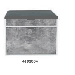 SCARPIERA A POUFF BIANCO/CEMENTO C/CUSCINO GRIGIO MIS:60X30X50H