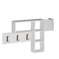 APPENDIABITI INGRESS MENSOLA BIANCA C/3 GANCI E 4 NICCHIE 99X15X61H