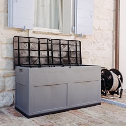 Baule multibox Trend nero e grigio 119x46x60 in terrazza