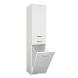 COLONNA BAGNO SX  BIANCO LUCIDO 1 ANTA+1 CASS+ PORTA BIANCHERIA 35X34X15
