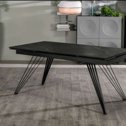 TAVOLO MATCH 160X90 NERO PIANO CER. MARMO NERO TAV6638