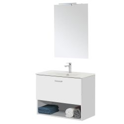 BAGNO SOSPESO 80 CM 1 CASSETTO E VANO A GIORNO BIANCO
