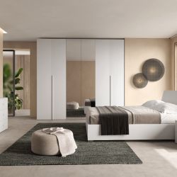 Camera completa Egos bianco frassino letto contenitore