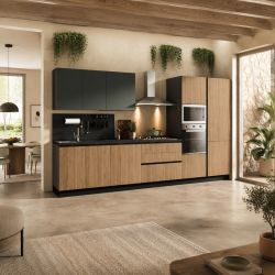 Cucina moderna noce naturale con maniglia a gola Cucina moderna noce naturale con maniglia a gola