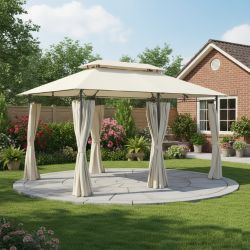 Gazebo Sunny da giardino 3x4 con tende crema