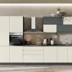 Cucina Kelly grigio sasso e antracite opaco 360 cm