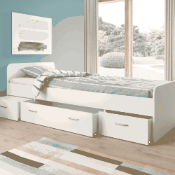 Letto singolo bianco 3 cassetti cameretta