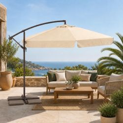 Ombrellone a braccio basculante ecru dm.3 mt 780-2E in terrazza