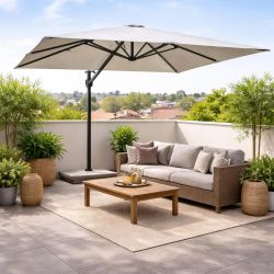 Ombrellone a braccio rettangolare Deluxe ecru 3x4 780-26