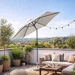 Ombrellone alluminio con manovella ecrù dm 2.7 mt 780/25E