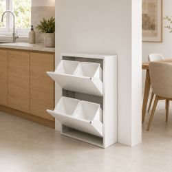 Portarifiuti 2 ante in metallo bianco PAT9